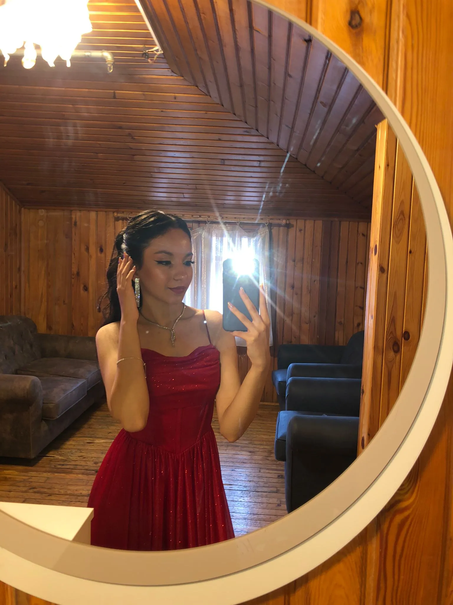 kırmızı straplez korseli elbise