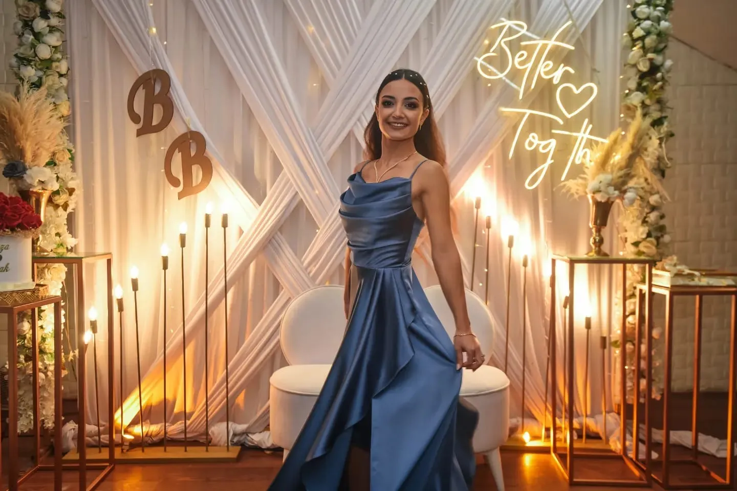 Lafaba marka indigo saten abiye Lafaba marka indigo saten abiye