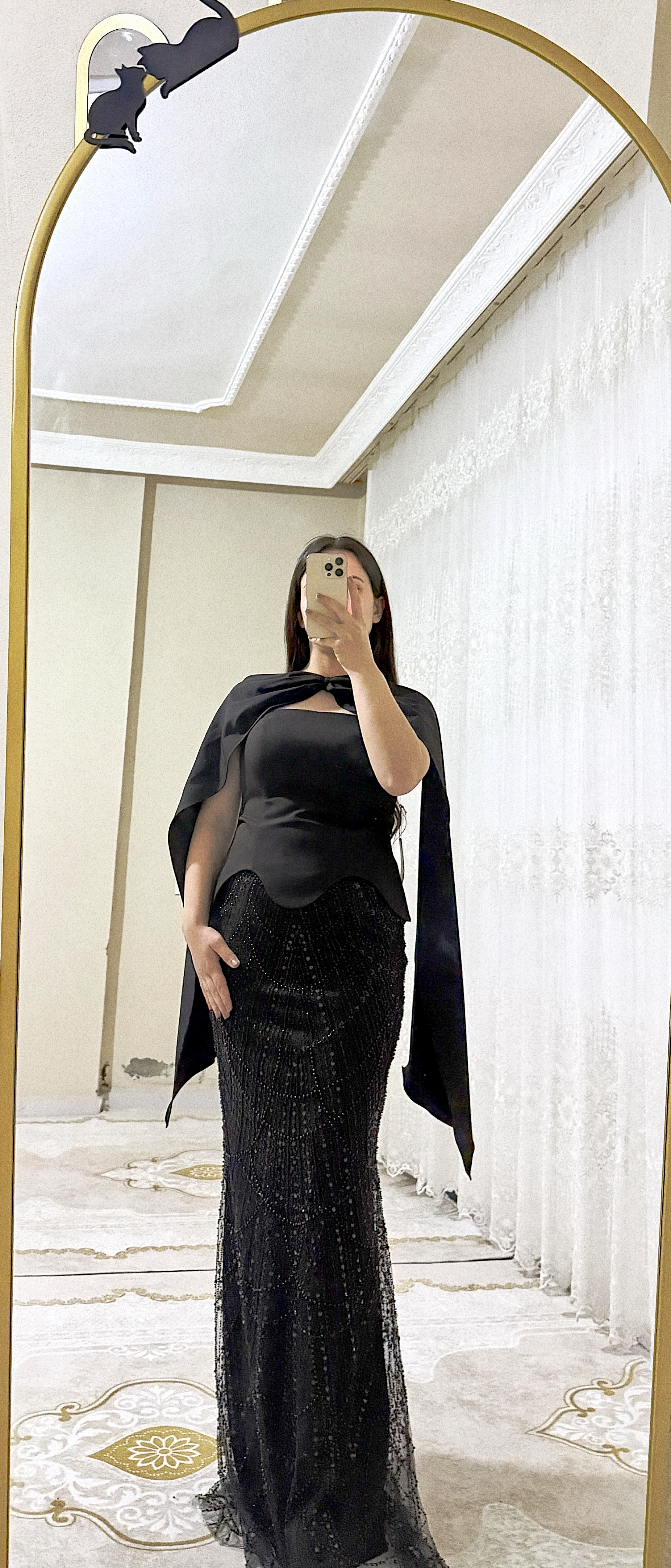 Siyah Peplüm kesim boncuklu balık abiye Siyah Peplüm kesim boncuklu balık abiye